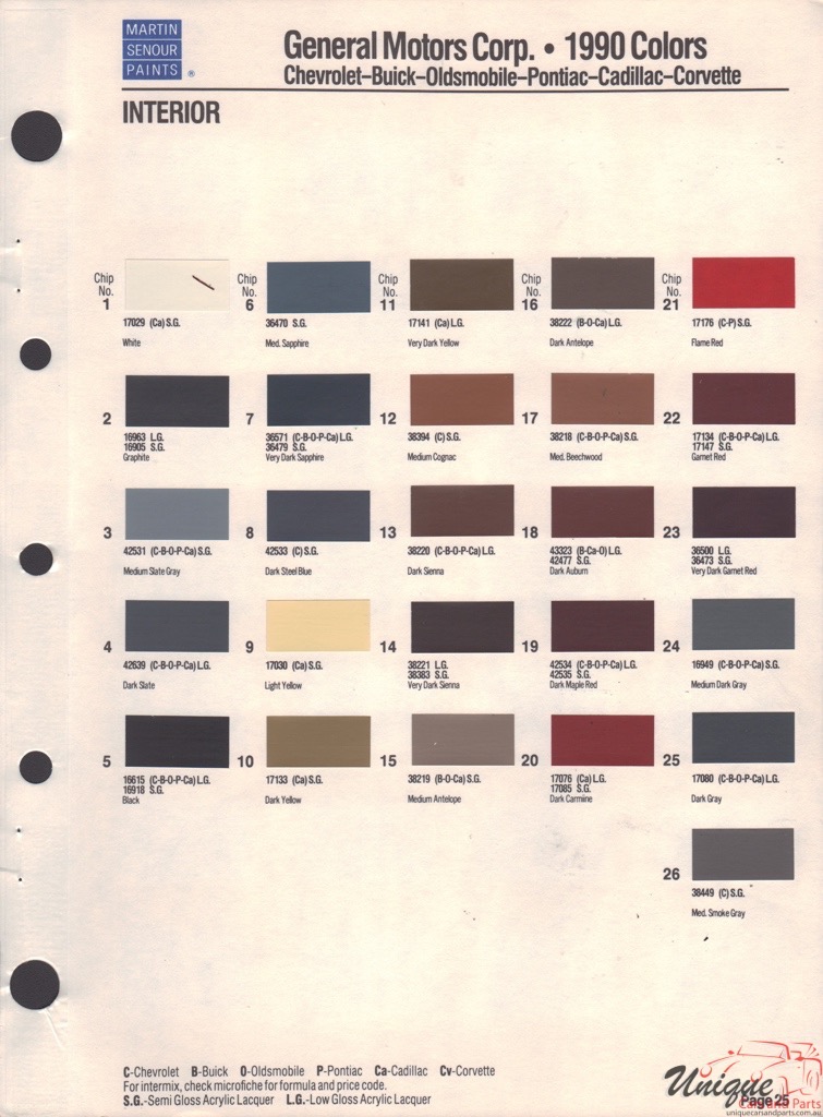 1990 General Motors Paint Charts Martin-Senour 4